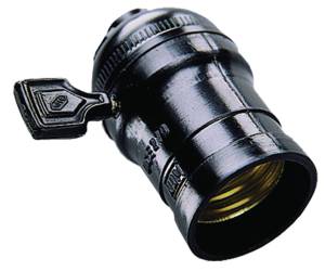 [836ZN] Portalampara con apagador de llave negra Iusa