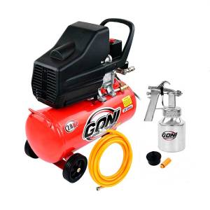 [930P] Compresor aire 024l 2.0hp con manguera 5mt y pistola baja presion Goni