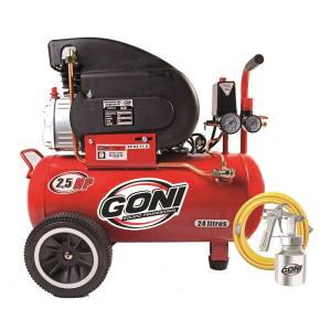 Compresor Aire 024L 2.5Hp Con Manguera 5Mt Y Pistola Baja Presion Goni