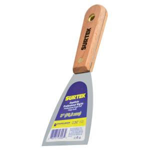 Espatula Rigida Acero 075Mm 3" Mango De Madera Surtek