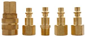 Juego cople y conectores rapidos 1/4" laton 5pz 320 Goni
