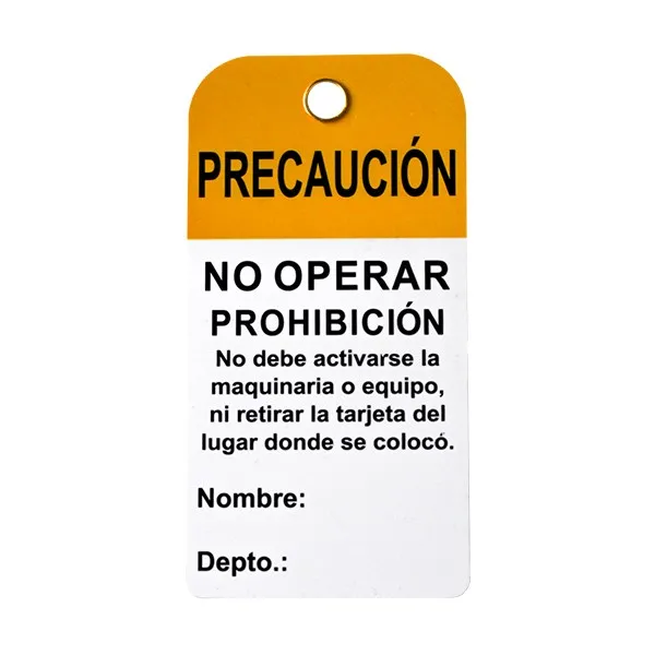 [AB-1008] Etiquetas Amarillas Safelock PVC 'No Operar'