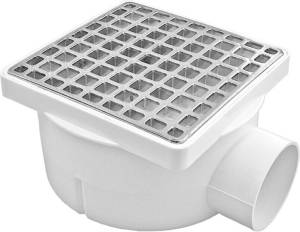 Coladera cespol bote PVC con 1 salida cromada cuadrada Fleximatic