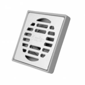 [212443ZN] Coladera cuadrada 2" con valvula antiolor ABS gris rejilla cromada pc161 Coflex