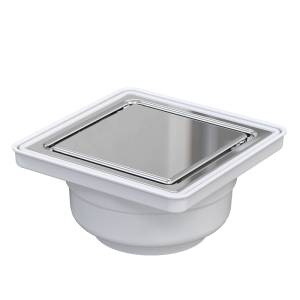 [238483ZN] Coladera Cuadrada Pvc De Acero Inoxidable Minimalista 2605 Fleximatic