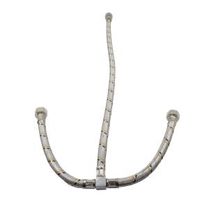 [25-MET 13X13X13X55] Manguera Fregadero Tuerca De Laton 1/2 X 1/2 55Cm Aluminio Rugo