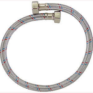 [25-ME 3/8X1/2X55] Manguera fregadero tuerca de laton 3/8 X 1/2 55cm aluminio Rugo