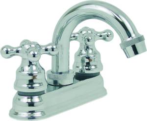 Mezcladora Lavabo De Bronce Tipo Curvo Maneral Cruz 1/4 De Vuelta Cromada 21057 Fontanery