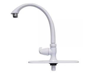 Mezcladora monomando para fregadero plastica tipo curvo maneral palanca blanco 4431 Fleximatic