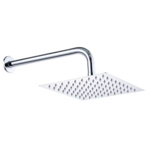 Regadera con brazo cuadrada 08" acero inoxidable cromado Vianti