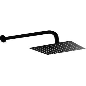 Regadera Con Brazo Cuadrada 08" Acero Inoxidable Negro Vianti