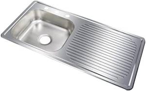 Tarja de acero inoxidable 1 tina 1 escurridor derecha empotrar 100 x 50 x 15cm con 6 clips Vianti