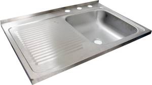 [190917ZN] Tarja de acero inoxidable 1 tina 1 escurridor izquierda 75 x 48cmprof 15.24 cm 9eir Rugo