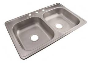 Tarja De Acero Inoxidable 2 Tinas Empotrar 83 X 56 X 15Cm Con 6 Clips Vianti