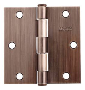 Bisagra cuadrada ligera perno suelto con tornillos 3" laton antiguo Dexter