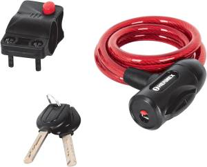 Candado con cable cubierta de PVC 10mm x 100cm llave automotriz Hermex