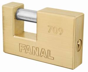 [CS1-709 / 23512 /43357] Candado laton 75mm llave tradicional antipalanca pulido Fanal