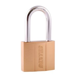 Candado metalico 30mm llave tradicional gancho largo laton en caja Dexter