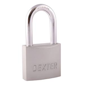 [6916] Candado metalico 30mm llave tradicional gancho largo pulido en caja Dexter