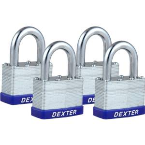[191960ZN] Candado Laminado 40Mm Llave Tradicional Gancho Corto Con 4Pz En Blister Dexter