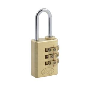[280407ZN] Candado Laton 20Mm Combinada 3 Digitos Gancho Corto Pulido Blister Lock