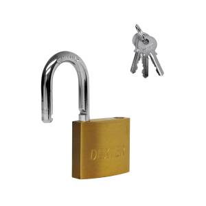 [285616ZN] Candado Laton 25Mm Llave Tradicional Gancho Corto Pulido Blister Dexter