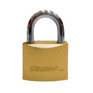 [FH25-B / 22528] Candado metalico 25mm llave tradicional gancho corto laton en caja Fanal