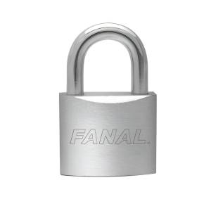 Candado metalico 32mm llave tradicional gancho corto pulido en caja Fanal