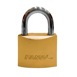 [FH38-B] Candado metalico 38mm llave tradicional gancho corto laton en caja Fanal