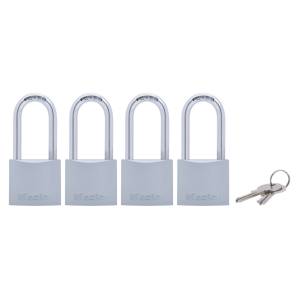 [199050ZN] Candado Metalico 38Mm Llave Tradicional Gancho Largo Con 4Pz Master Lock