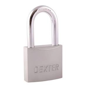 Candado Metalico 38Mm Llave Tradicional Gancho Largo Pulido En Caja Dexter