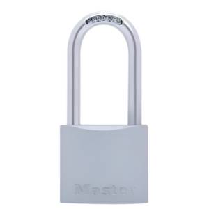 Candado metalico 38mm llave tradicional gancho largo pulido Master Lock