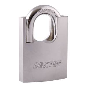 Candado metalico 40mm llave antigua gancho protegido satinado en blister Dexter