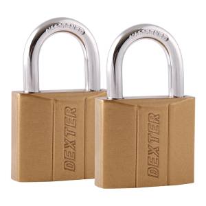 Candado Metalico 40Mm Llave Tradicional Gancho Corto Laton Con 2Pz Dexter