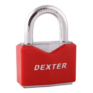 [211881ZN] Candado metalico 40mm llave tradicional gancho corto rojo en blister Dexter