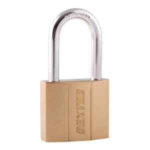 [285613ZN] Candado Metalico 40Mm Llave Tradicional Gancho Largo Laton Blister Dexter