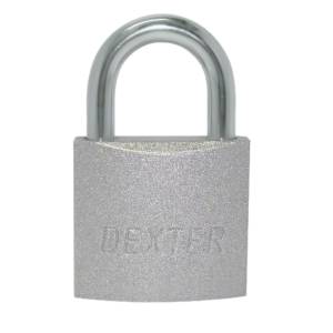 Candado metalico 45mm llave tradicional gancho corto pulido en caja Dexter