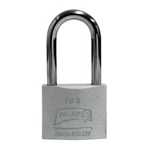 [3403 / 43324- 43393] Candado Metalico 45Mm Llave Tradicional Gancho Largo Pulido En Caja Phillips