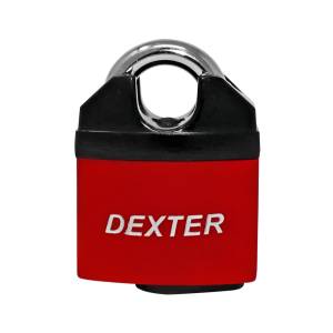 Candado metalico 50mm llave antigua gancho protegido rojo/negro Dexter