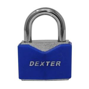 [211905ZN] Candado metalico 50mm llave tradicional gancho corto azul en blister Dexter