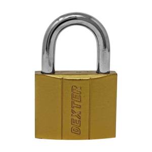 Candado Metalico 50Mm Llave Tradicional Gancho Corto Laton En Caja Dexter