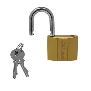 [285611ZN] Candado Metalico 60Mm Llave Tradicional Gancho Corto Laton Blister Dexter