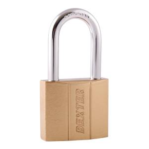 Candado Metalico 60Mm Llave Tradicional Gancho Largo Laton En Caja Dexter