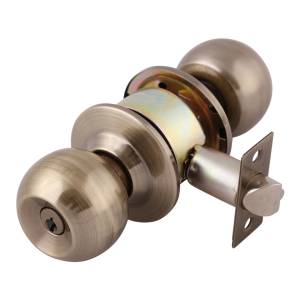 [6603 / 23564] Cerradura cilindrica llave boton laton antiguo Barza Dexter