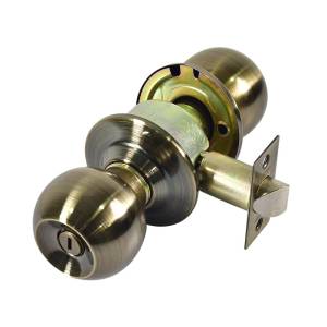 Cerradura cilindrica ranura boton laton antiguo Barza Dexter