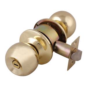 Cerradura Cilindrica Ranura Boton Laton Brillante Barza Dexter