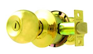 Cerradura Cilindrica Ranura Boton Laton Brillante Barza Dexter