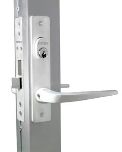 Cerradura para perfil de aluminio con manija blanca Dexter