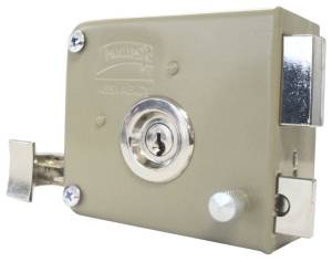 [92] Cerradura sobreponer derecha beige clasica caja Phillips