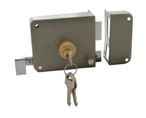 Cerradura sobreponer derecha gris clasica caja Dexter